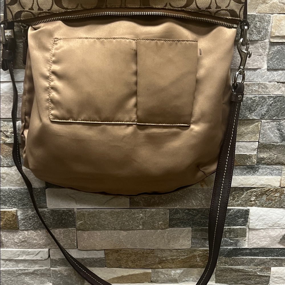 Coach Brown and Tan Signature Shoulder Bag - Picture 14 of 16